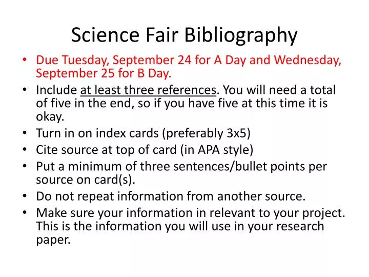 science fair bibliography