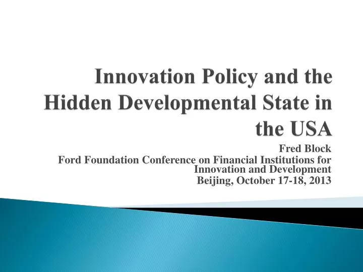 innovation policy and the hidden developmental state in the usa