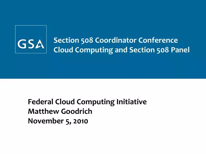 federal cloud computing initiative matthew goodrich november 5 2010