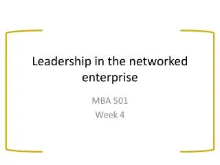 Leadership in the networked enterprise