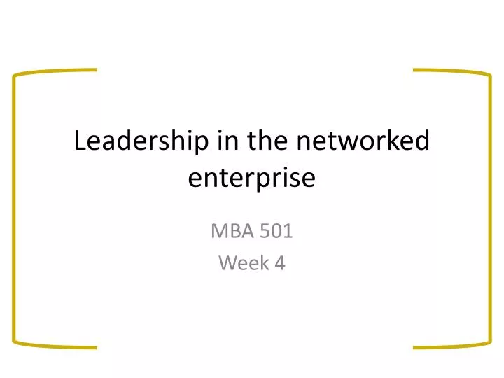 leadership in the networked enterprise