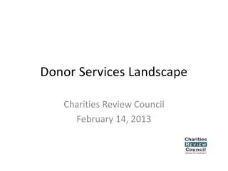 Donor Services Landscape
