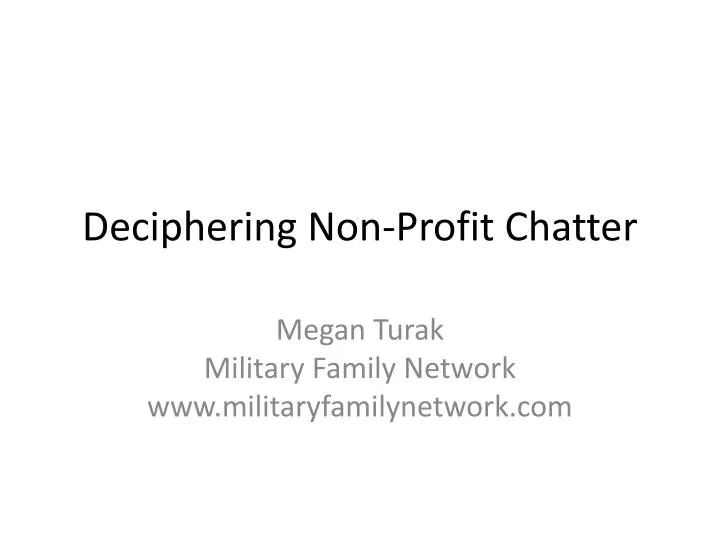 deciphering non profit chatter