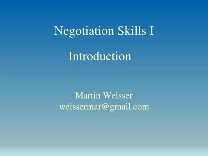 negotiation skills i