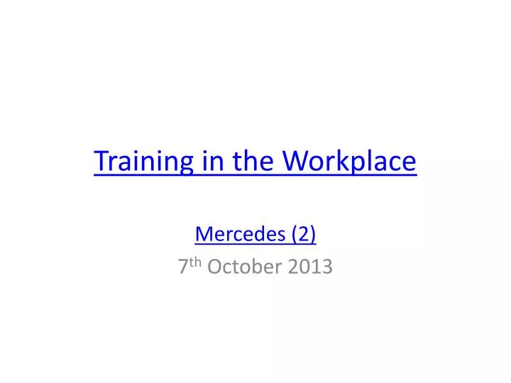 training in the workplace