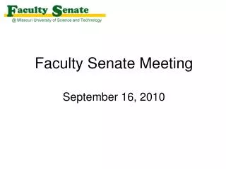 Faculty Senate Meeting September 16, 2010