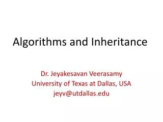 Algorithms and Inheritance