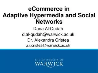 eCommerce in Adaptive Hypermedia and Social Networks