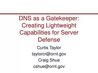 DNS as a Gatekeeper: Creating Lightweight Capabilities for Server Defense