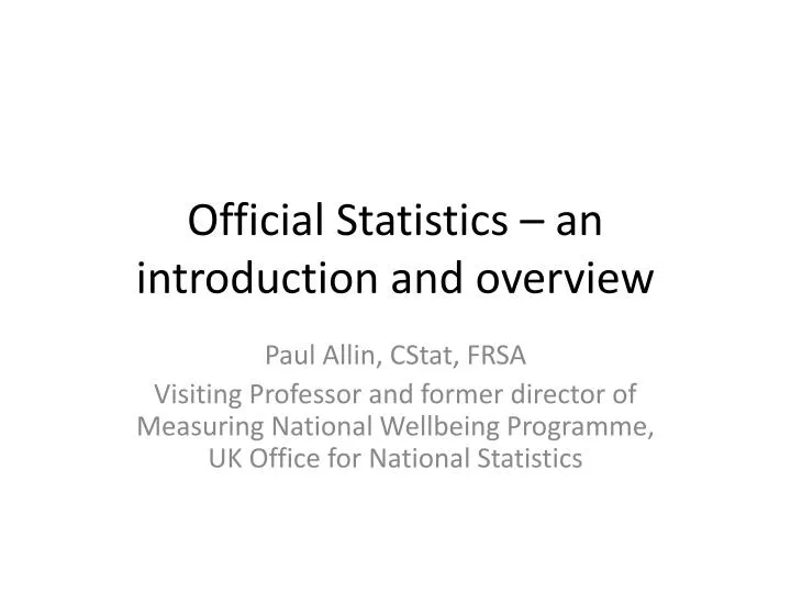 official statistics an introduction and overview