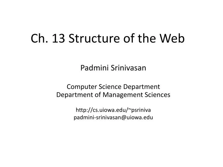 ch 13 structure of the web