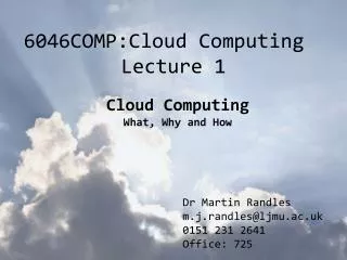 6046COMP:Cloud Computing Lecture 1
