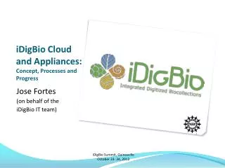 iDigBio Cloud and Appliances: Concept, Processes and Progress