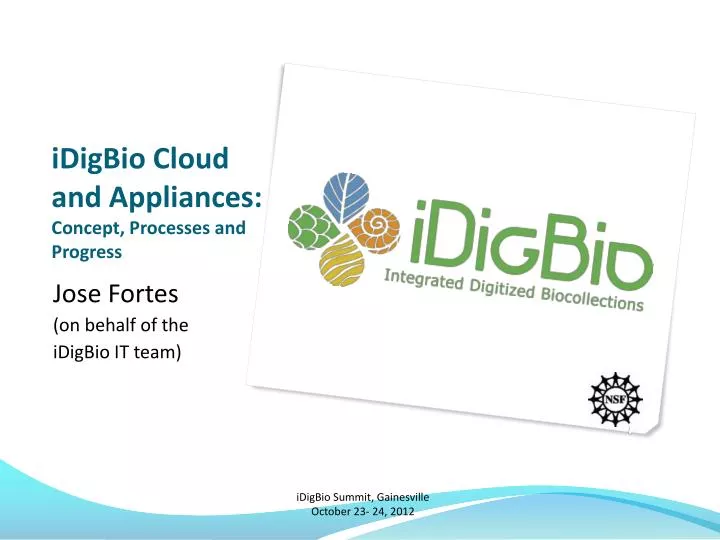 idigbio cloud and appliances concept processes and progress
