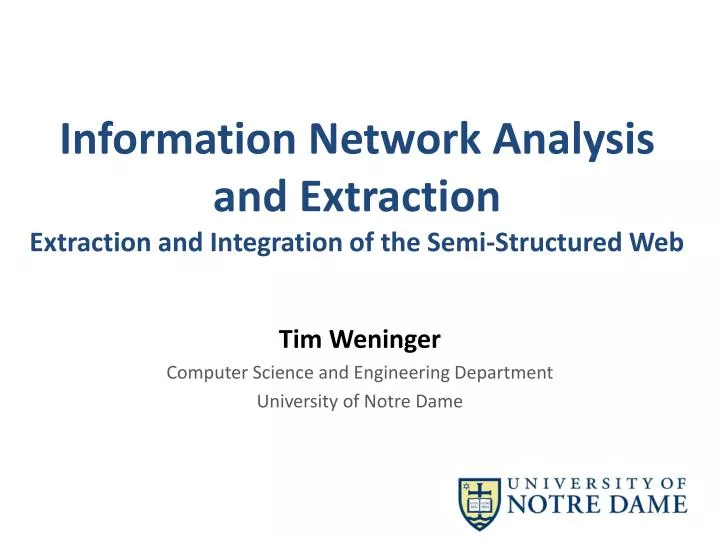 information network analysis and extraction extraction and integration of the semi structured web
