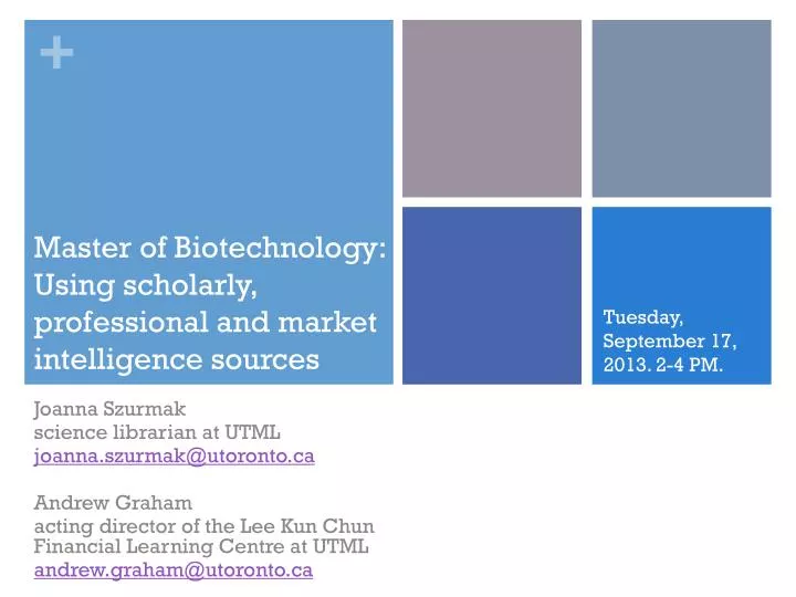 master of biotechnology using scholarly professional and market intelligence sources