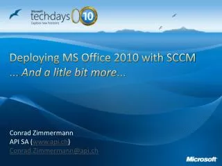 Deploying MS Office 2010 with SCCM ... And a litle bit more ...