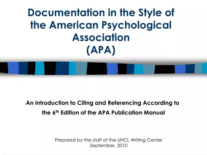 documentation in the style of the american psychological association apa