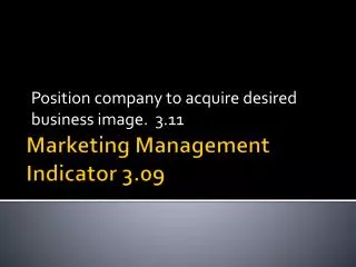 Marketing Management Indicator 3.09