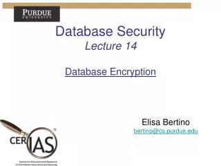 Database Security Lecture 14 Database Encryption
