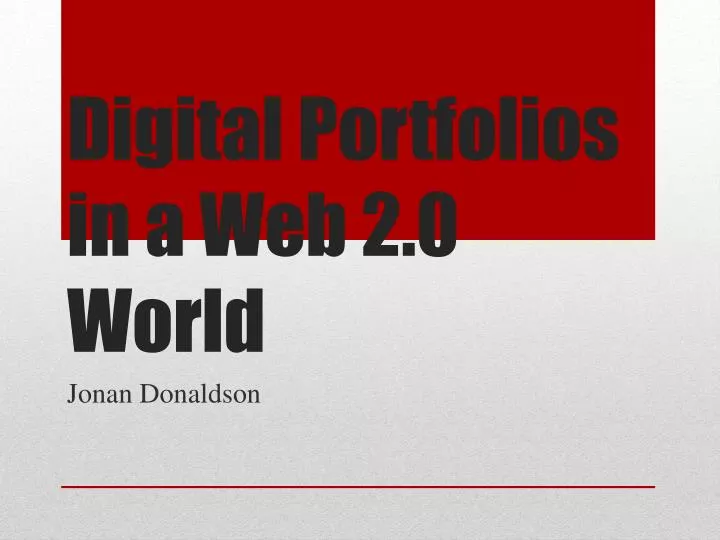 digital portfolios in a web 2 0 world