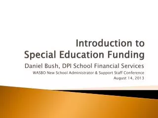 Introduction to Special Education Funding