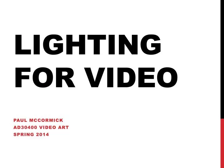 lighting for video