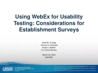 Using WebEx for Usability Testing: Considerations for Establishment Surveys