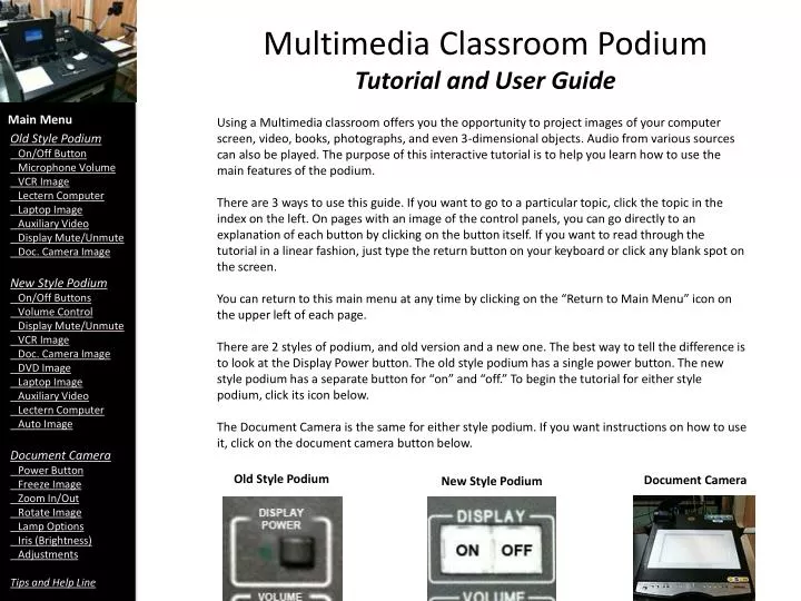 multimedia classroom podium tutorial and user guide