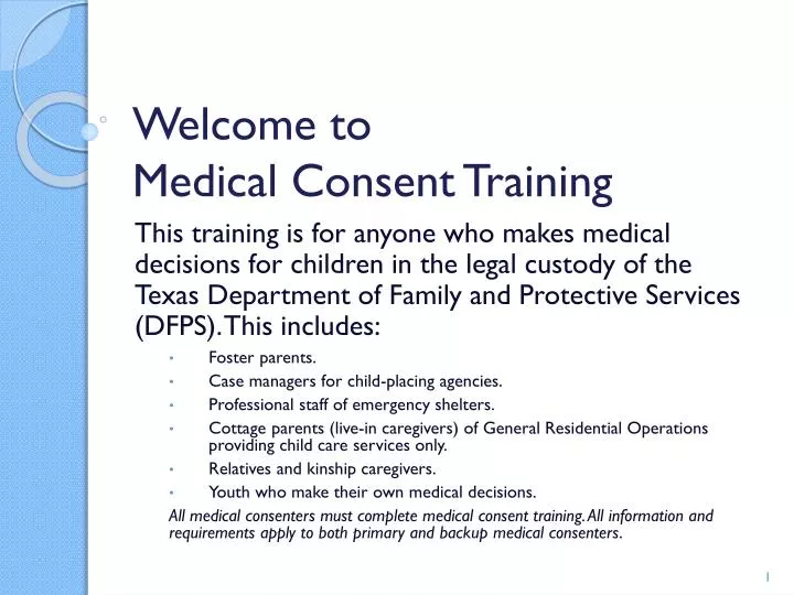 welcome to medical consent training