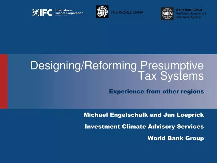designing reforming presumptive tax systems