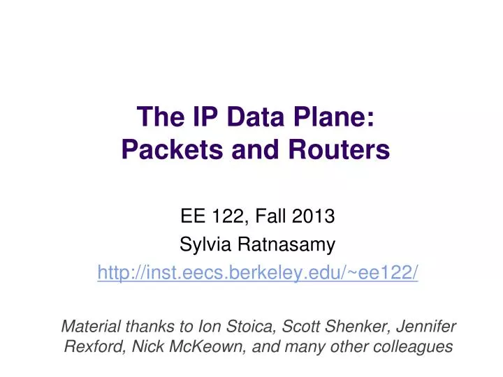 the ip data plane packets and routers
