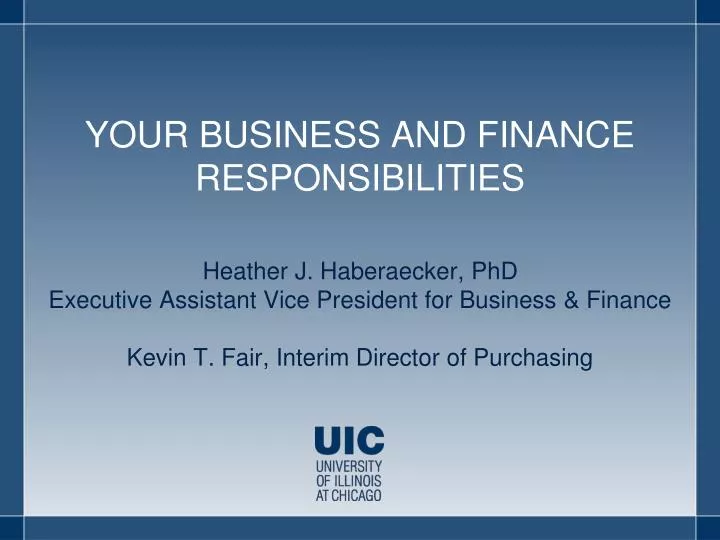 your business and finance responsibilities