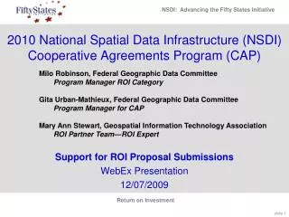 2010 National Spatial Data Infrastructure (NSDI) Cooperative Agreements Program (CAP)