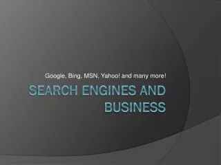 Search engines and business