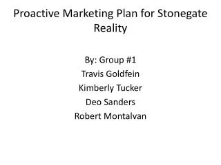 Proactive Marketing Plan for Stonegate Reality