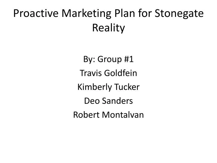 proactive marketing plan for stonegate reality