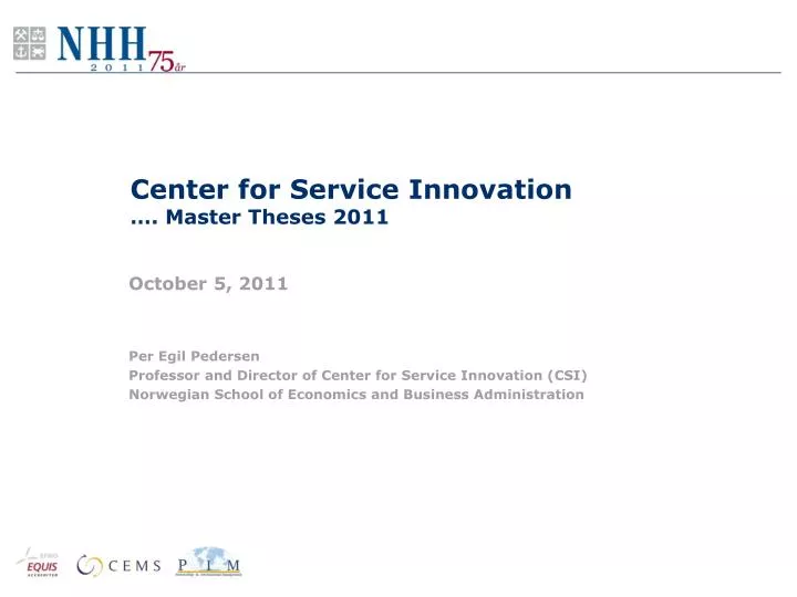 center for service innovation master theses 2011