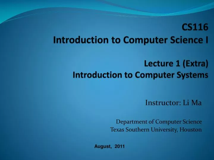cs116 introduction to computer science i lecture 1 extra introduction to computer systems