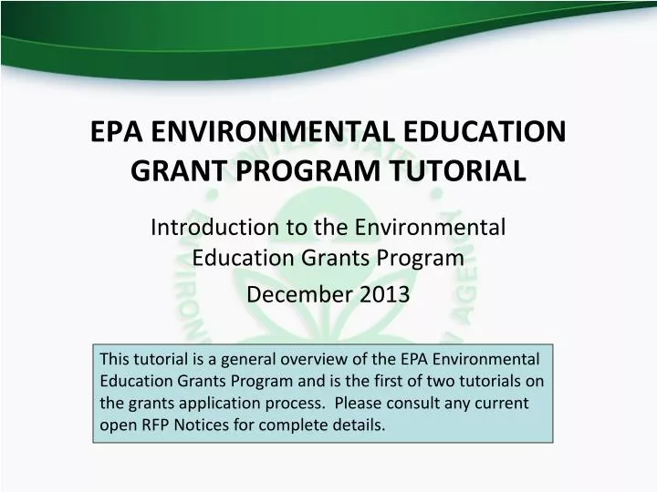 epa environmental education grant program tutorial