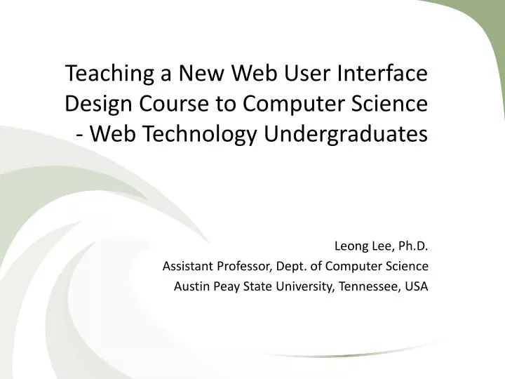 teaching a new web user interface design course to computer science web technology undergraduates