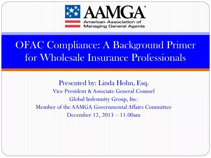ofac compliance a background primer for wholesale insurance professionals