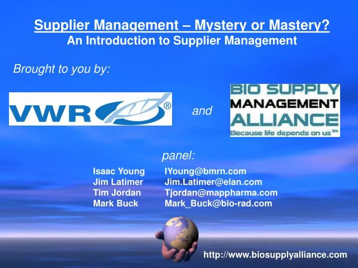 supplier management mystery or mastery an introduction to supplier management