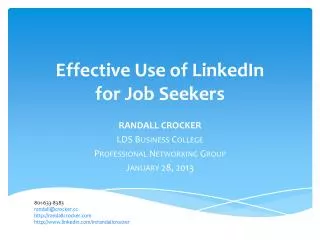 Effective Use of LinkedIn for Job Seekers