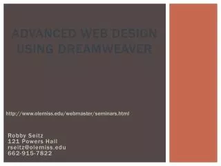 Advanced Web Design Using Dreamweaver