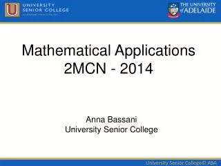 Mathematical Applications 2MCN - 2014
