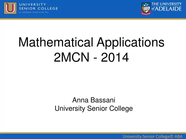 mathematical applications 2mcn 2014