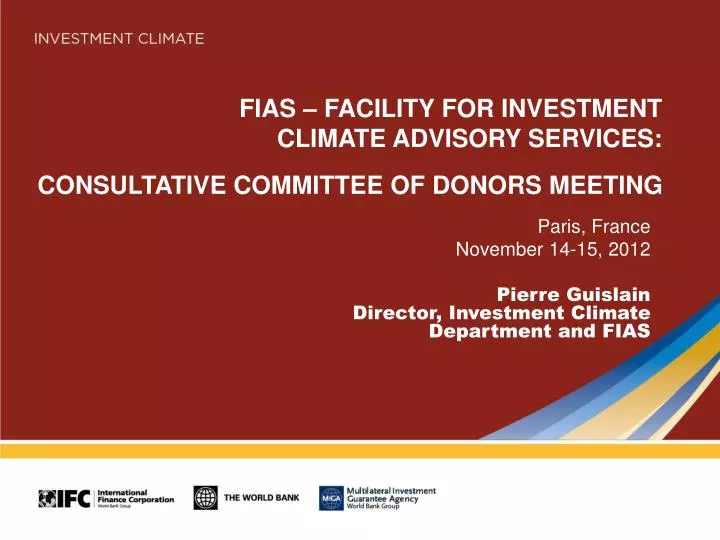 fias facility for investment climate advisory services consultative committee of donors meeting