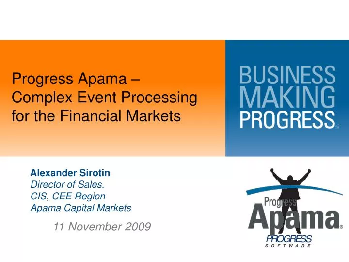 progress apama complex event processing for the financial markets