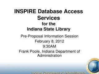 INSPIRE Database Access Services for the Indiana State Library